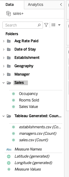 Image of the Objects Panel from a Tableau Worksheet